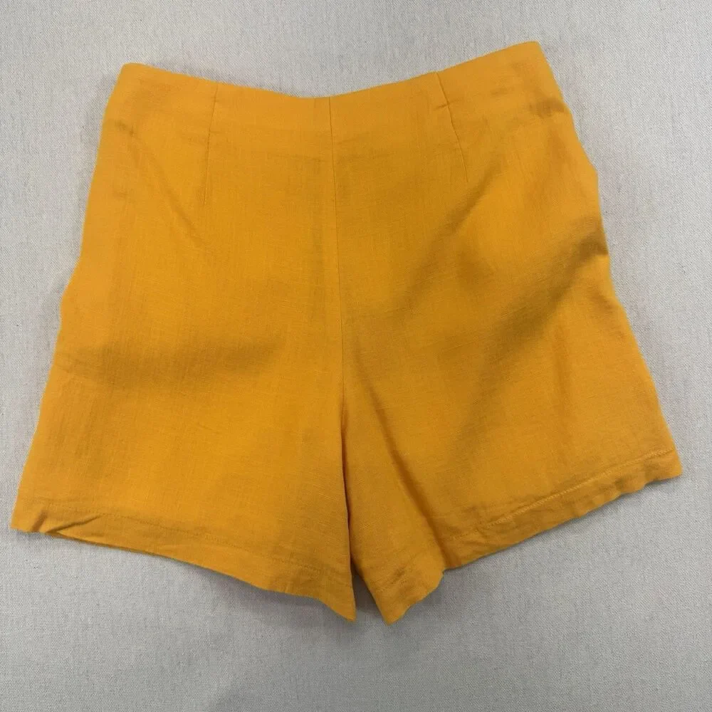 J.Crew NWT Women’s Linen Blend Sailor Shorts Yellow High Rise Size 00 Button